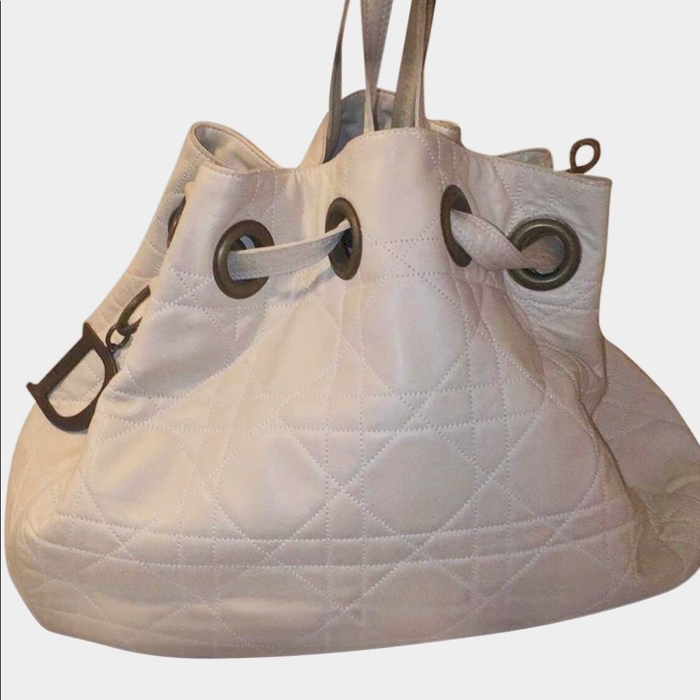 SOLD Dior Cannage Leather Quilted Drawstring bag